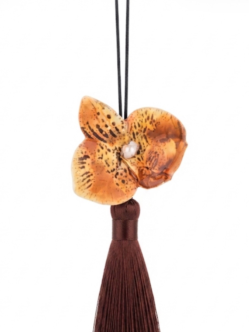 NWT ⚜️🧡⚜️ NAKAMOL LIGHT ORANGE MATTE BLOOM TASSEL NECKLACE